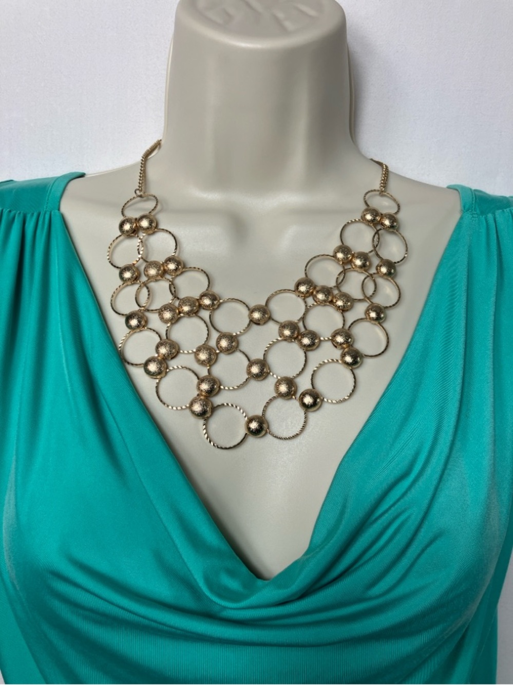 Gold Statement Circle-Link Light Weight Necklace - $Discounted shipping$